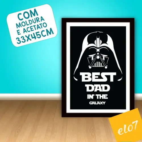 Quadro Pôster A3 c/ Moldura Best Dad Galaxy 30x42cm
