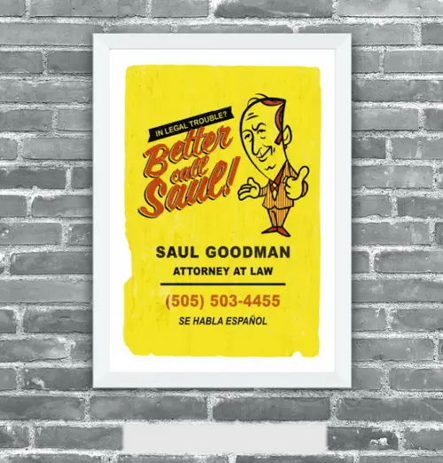 Quadro Pôster A3 c/ Moldura Better Call Saul 30x42cm