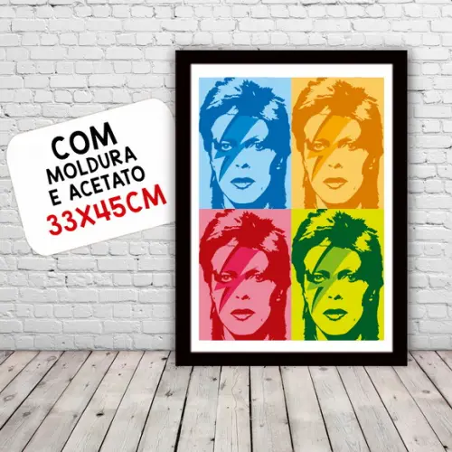 Quadro Pôster A3 c/ Moldura Bowie Raio 30x42cm