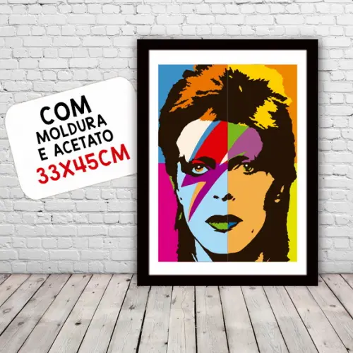 Quadro Pôster A3 c/ Moldura Bowie Raio 30x42cm