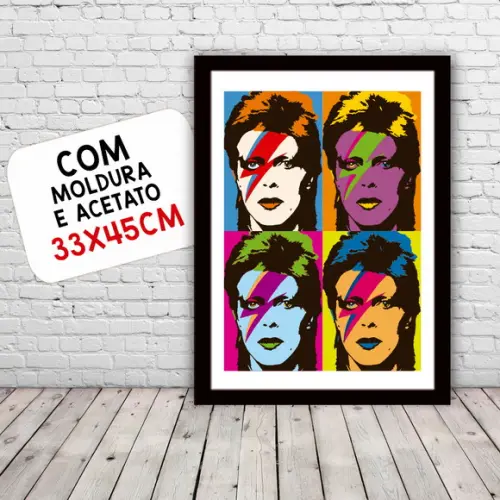 Quadro Pôster A3 c/ Moldura Bowie Raio 30x42cm