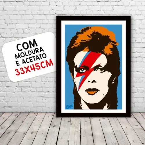 Quadro Pôster A3 c/ Moldura Bowie Raio 30x42cm