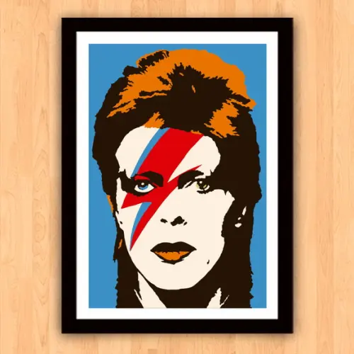Quadro Pôster A3 c/ Moldura Bowie Raio 30x42cm