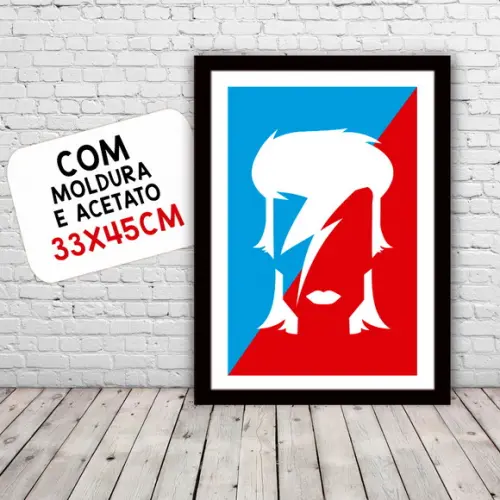 Quadro Pôster A3 c/ Moldura Bowie Raio 30x42cm