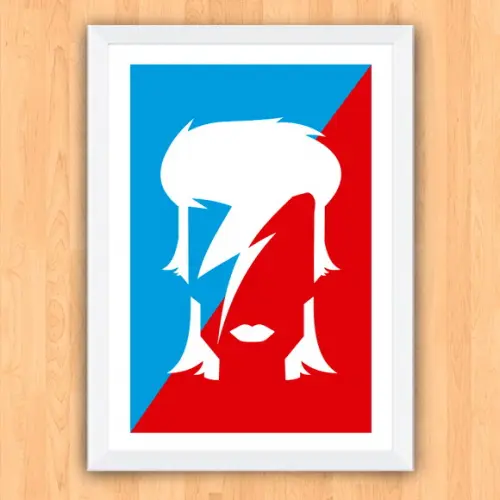 Quadro Pôster A3 c/ Moldura Bowie Raio 30x42cm