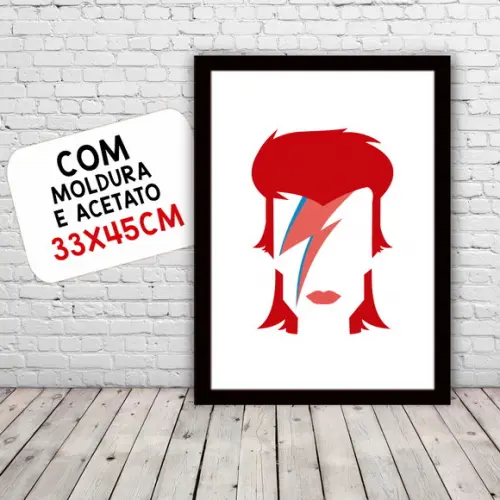 Quadro Pôster A3 c/ Moldura Bowie Raio 30x42cm