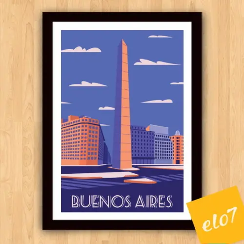 Quadro Pôster A3 c/ Moldura Buenos Aires Pop Art 30x42cm