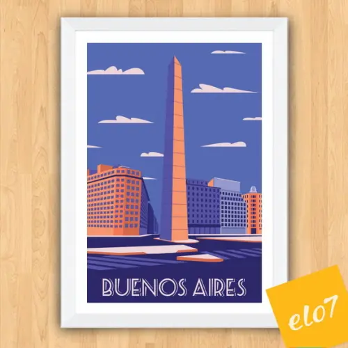 Quadro Pôster A3 c/ Moldura Buenos Aires Pop Art 30x42cm