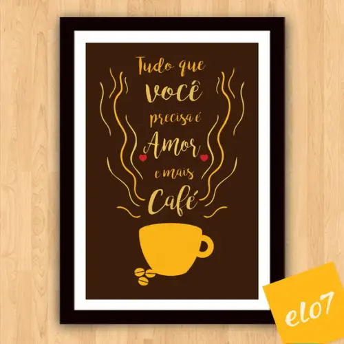 Quadro Pôster A3 c/ Moldura Café com Frases 30x42cm