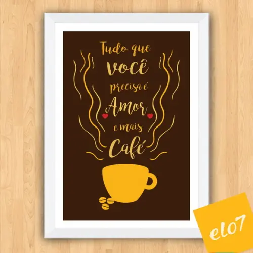 Quadro Pôster A3 c/ Moldura Café com Frases 30x42cm