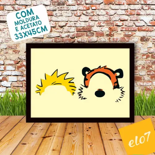 Quadro Pôster A3 c/ Moldura Calvin e Haroldo 30x42cm