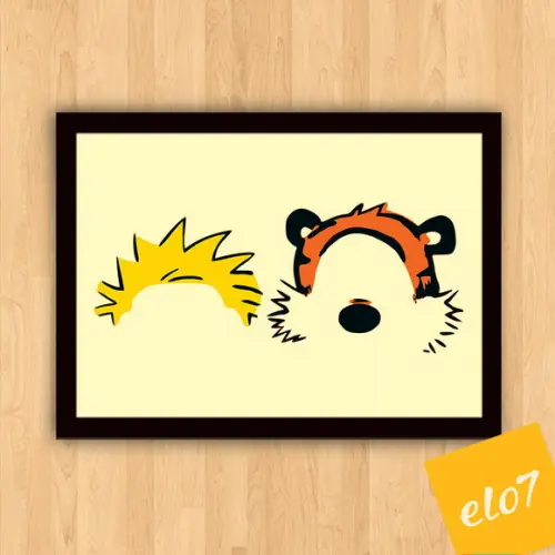 Quadro Pôster A3 c/ Moldura Calvin e Haroldo 30x42cm