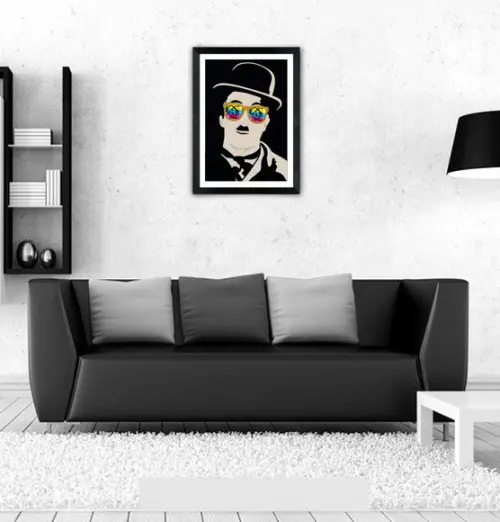 Quadro Pôster A3 c/ Moldura Charles Chaplin Pop Art 30x42cm