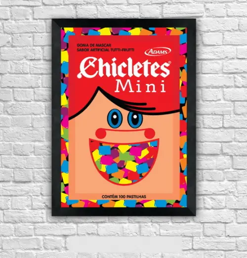 Quadro Pôster A3 c/ Moldura Chicletes Mini Pop Art 30x42cm