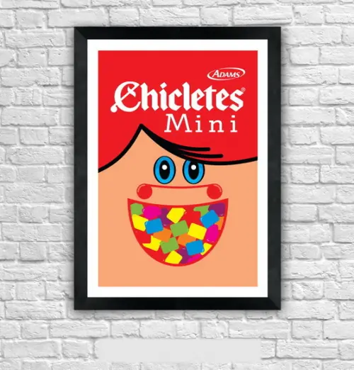 Quadro Pôster A3 c/ Moldura Chicletes Mini Pop Art 30x42cm