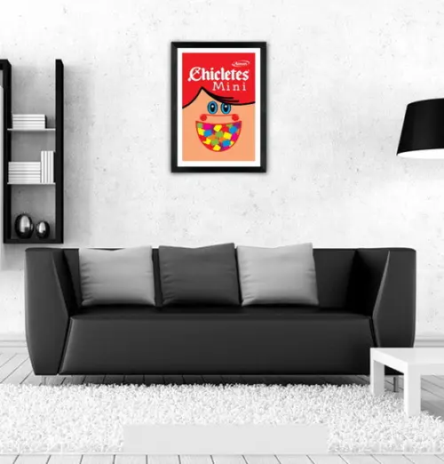 Quadro Pôster A3 c/ Moldura Chicletes Mini Pop Art 30x42cm