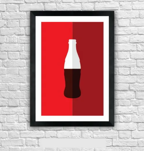 Quadro Pôster A3 c/ Moldura Coke Minimalista 30x42cm