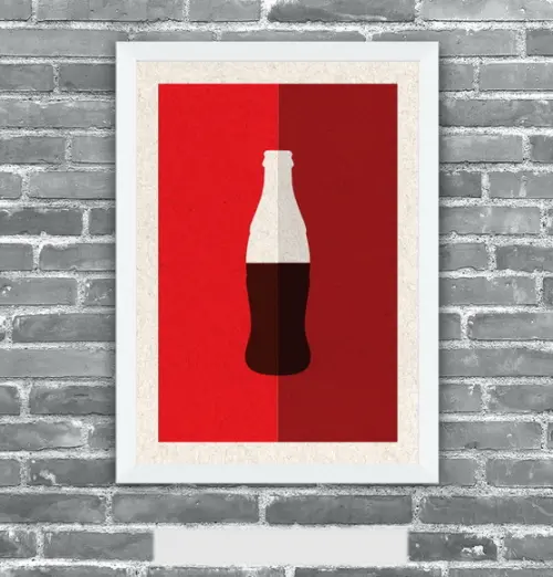 Quadro Pôster A3 c/ Moldura Coke Minimalista 30x42cm