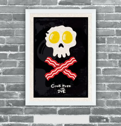 Quadro Pôster A3 c/ Moldura Cook Free Or Die 30x42cm