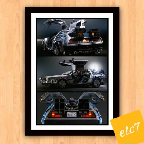 Quadro Pôster A3 c/ Moldura Delorean Outatime 30x42cm