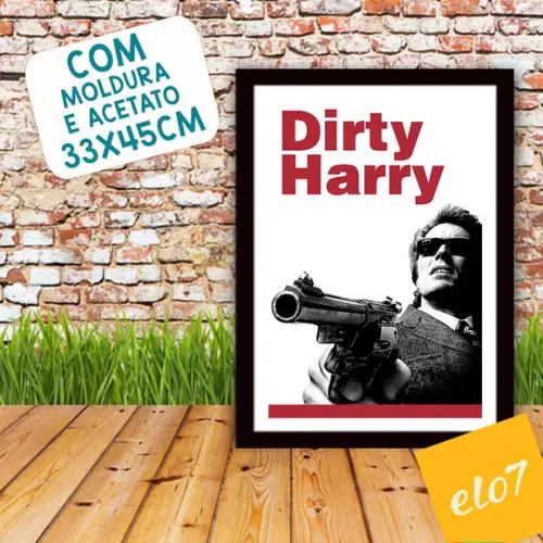Quadro Pôster A3 c/ Moldura Dirty Harry 30x42cm