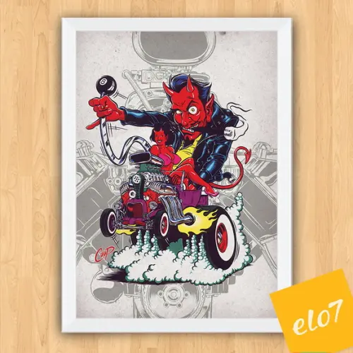 Quadro Pôster A3 c/ Moldura Dragster Coop Devil 30x42cm