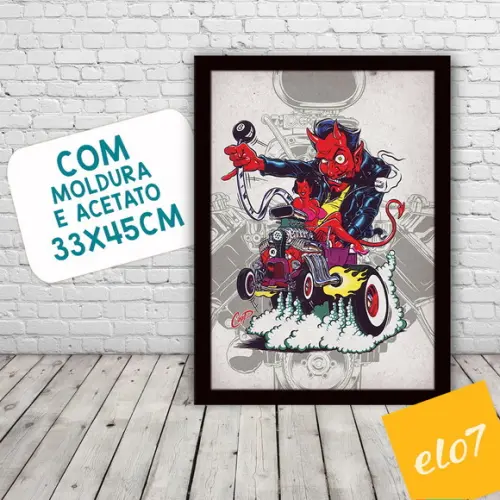Quadro Pôster A3 c/ Moldura Dragster Coop Devil 30x42cm