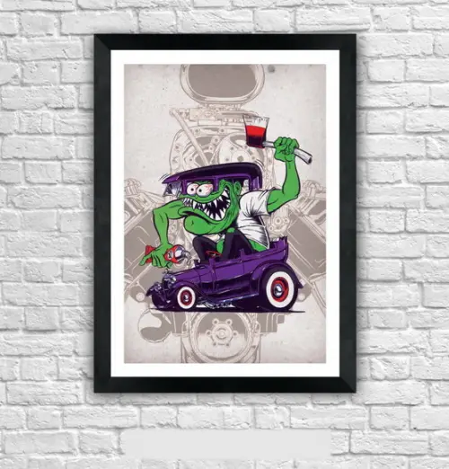 Quadro Pôster A3 c/ Moldura Dragster Mopar 30x42cm
