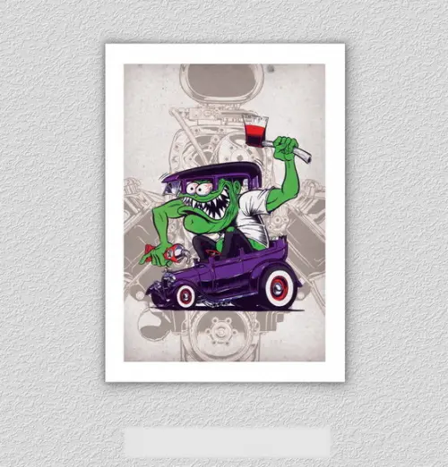 Quadro Pôster A3 c/ Moldura Dragster Mopar 30x42cm