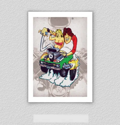 Quadro Pôster A3 c/ Moldura Dragster Mopar 30x42cm
