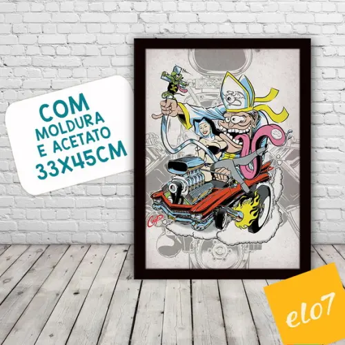 Quadro Pôster A3 c/ Moldura Dragster Papa Freira 30x42cm