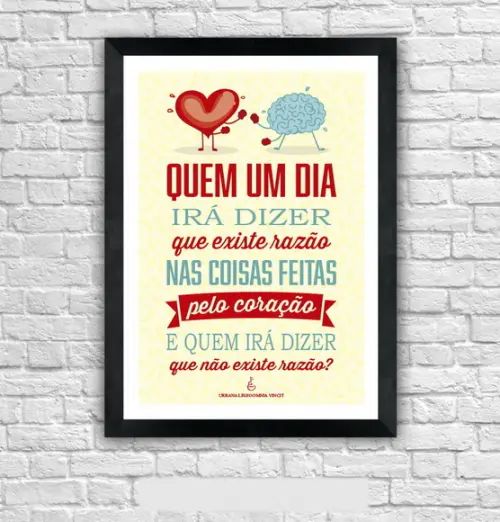 Quadro Pôster A3 c/ Moldura Eduardo e Mônica Letra 30x42cm