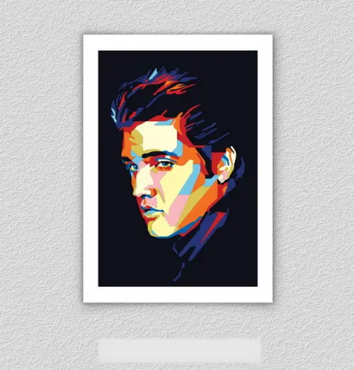 Quadro Pôster A3 c/ Moldura Elvis King Of Rock 30x42cm