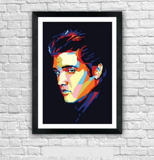 Quadro Pôster A3 c/ Moldura Elvis King Of Rock 30x42cm