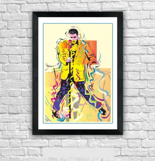 Quadro Pôster A3 c/ Moldura Elvis King Of Rock 30x42cm
