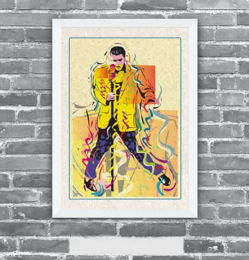 Quadro Pôster A3 c/ Moldura Elvis King Of Rock 30x42cm
