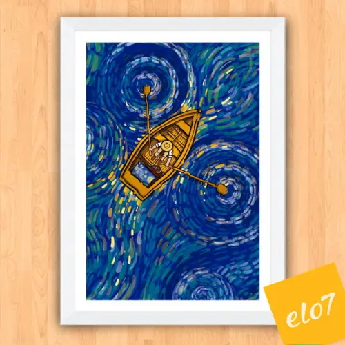 Quadro Pôster A3 c/ Moldura Estilo Van Gogh Pop Art 30x42cm