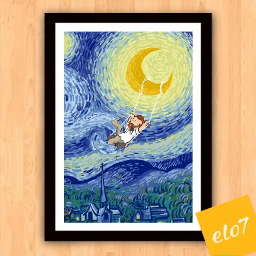 Quadro Pôster A3 c/ Moldura Estilo Van Gogh Pop Art 30x42cm