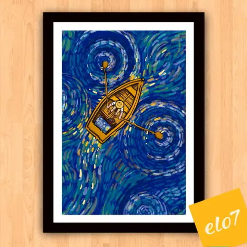Quadro Pôster A3 c/ Moldura Estilo Van Gogh Pop Art 30x42cm