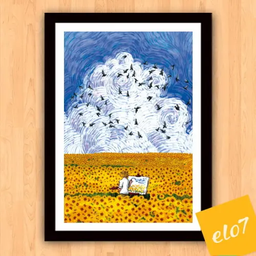 Quadro Pôster A3 c/ Moldura Estilo Van Gogh Pop Art 30x42cm