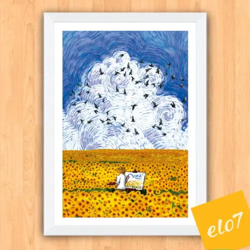 Quadro Pôster A3 c/ Moldura Estilo Van Gogh Pop Art 30x42cm