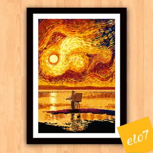 Quadro Pôster A3 c/ Moldura Estilo Van Gogh Pop Art 30x42cm