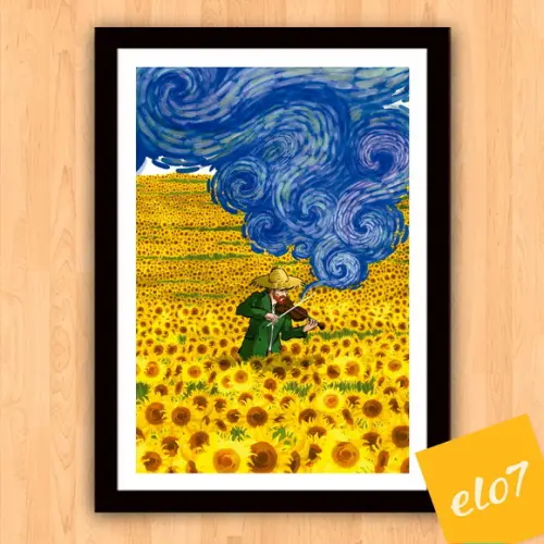 Quadro Pôster A3 c/ Moldura Estilo Van Gogh Pop Art 30x42cm