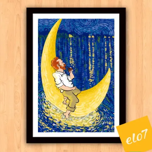 Quadro Pôster A3 c/ Moldura Estilo Van Gogh Pop Art 30x42cm