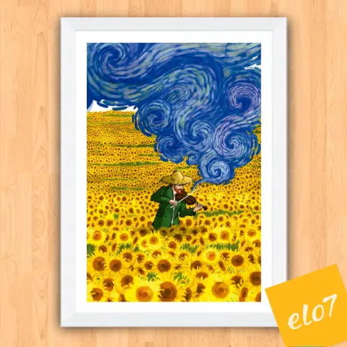 Quadro Pôster A3 c/ Moldura Estilo Van Gogh Pop Art 30x42cm