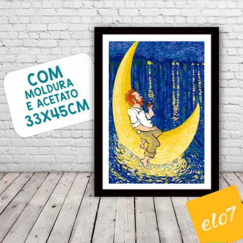 Quadro Pôster A3 c/ Moldura Estilo Van Gogh Pop Art 30x42cm