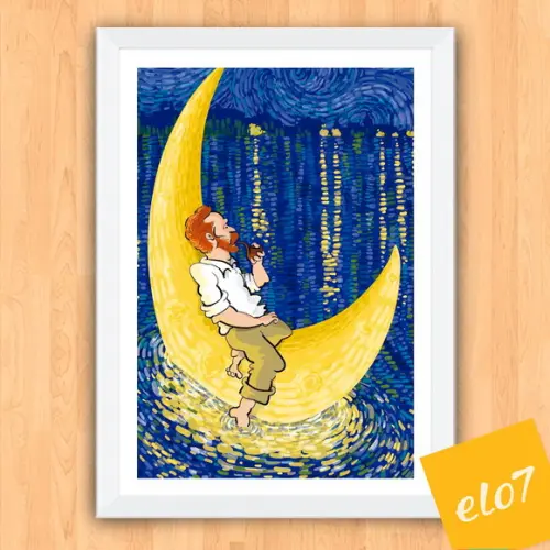 Quadro Pôster A3 c/ Moldura Estilo Van Gogh Pop Art 30x42cm