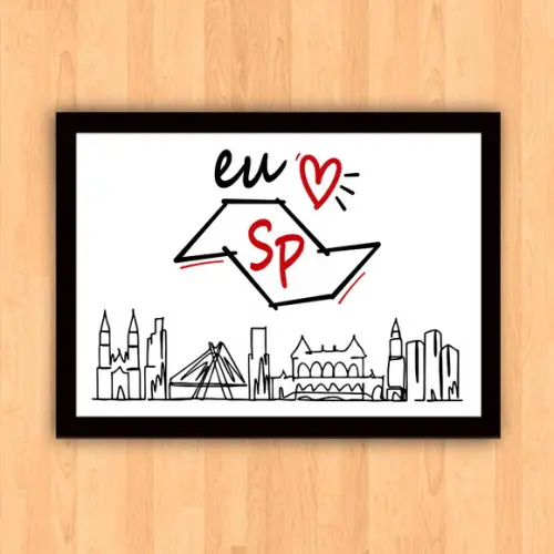 Quadro Pôster A3 c/ Moldura Eu Amo Sp Skyline 30x42cm