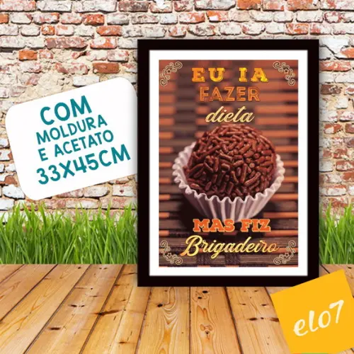 Quadro Pôster A3 c/ Moldura Eu Ia Fazer Dieta 30x42cm