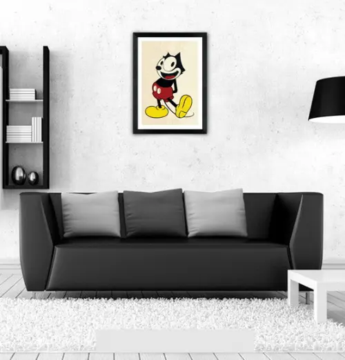 Quadro Pôster A3 c/ Moldura Felix Mouse Pop Art 30x42cm